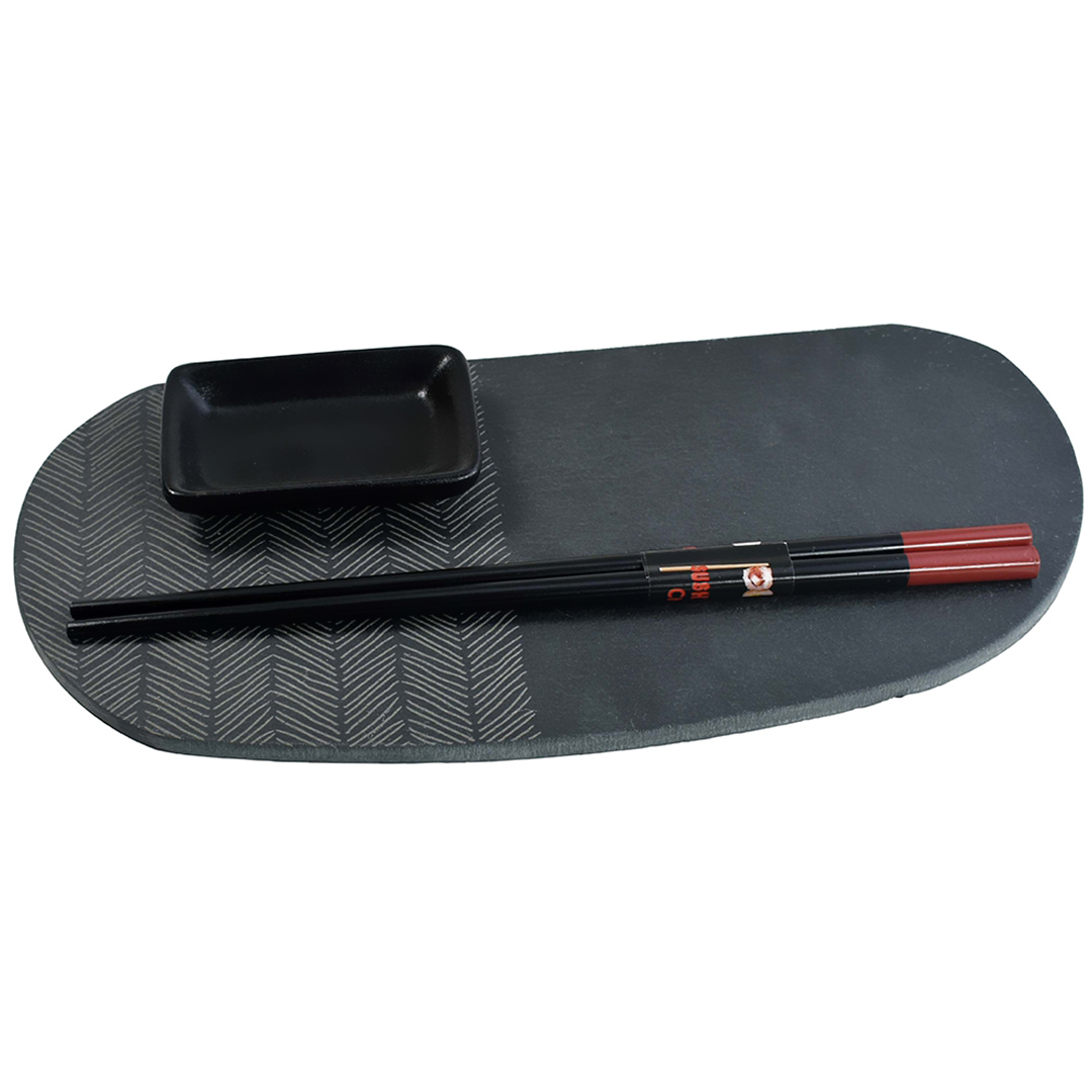 Imagem ilustrativa para Jogo de 3 peças para sushi em ardósia L28xP14xA2,8cm