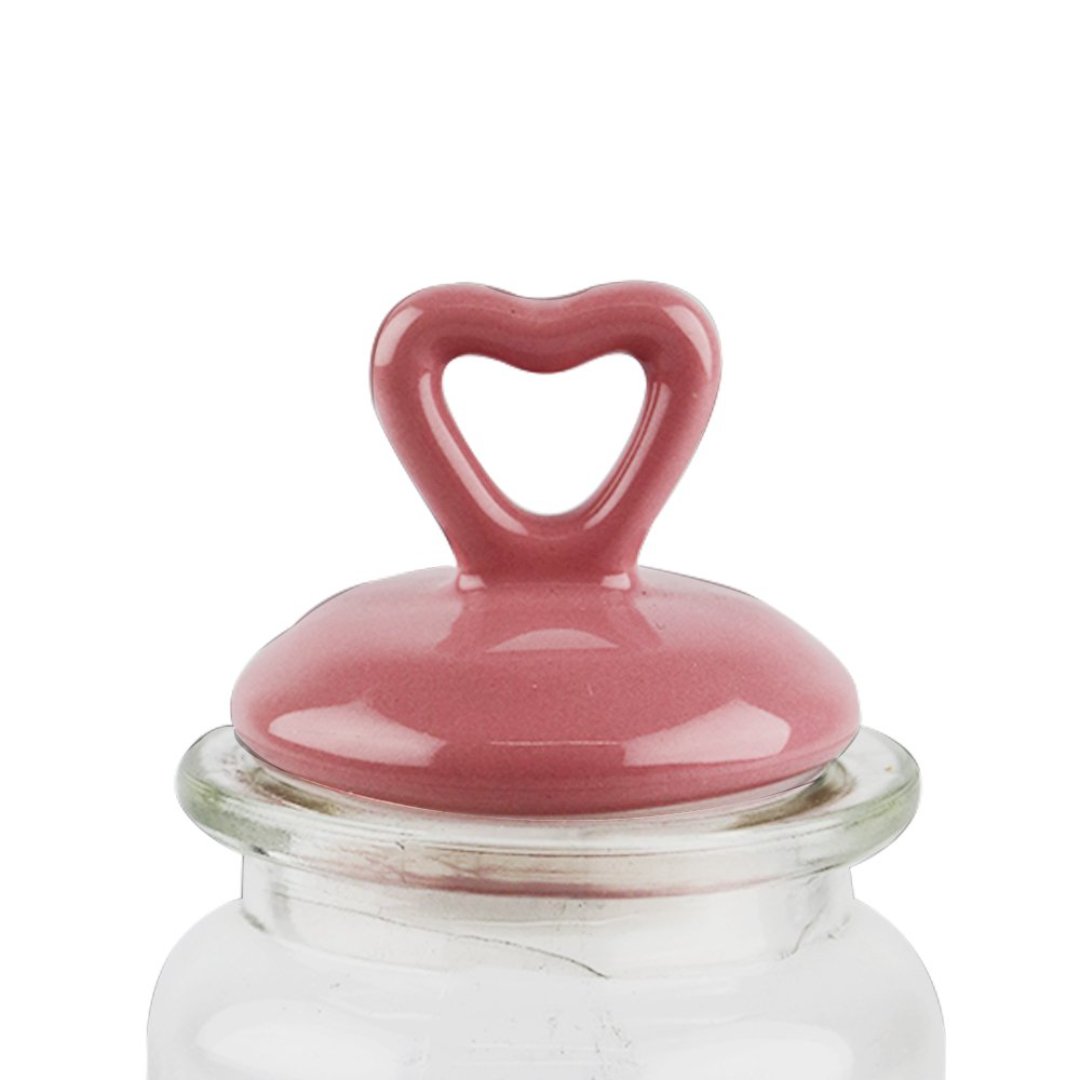 Fotografia para o produto Jogo de 3 porta mantimentos em vidro com tampa em cerâmica 250ml 08xA13,5cm