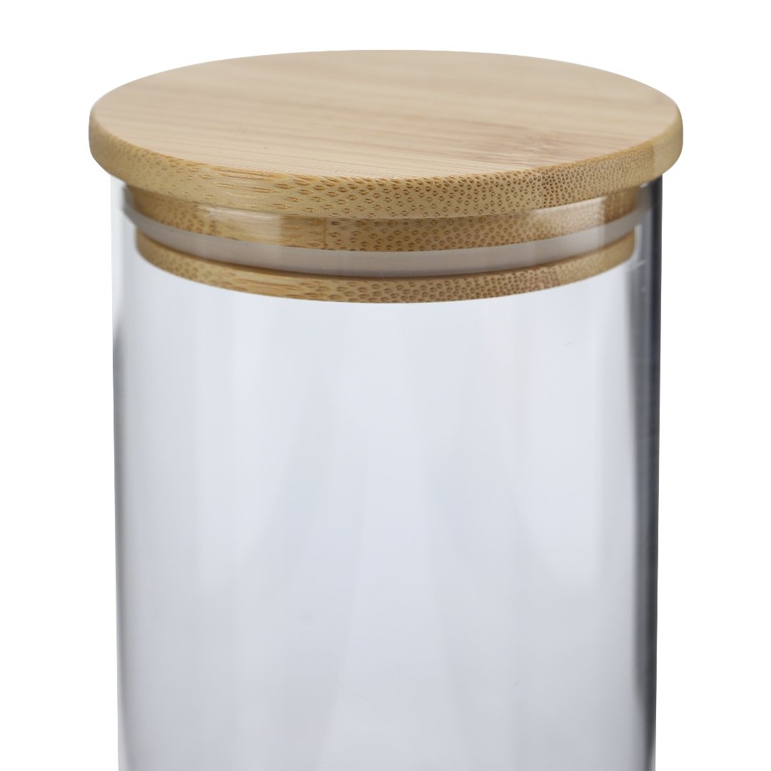 Fotografia para o produto Jogo de 3 porta mantimentos redondos em vidro borossilicato com tampa em bambu 600ml/1L/1,5L