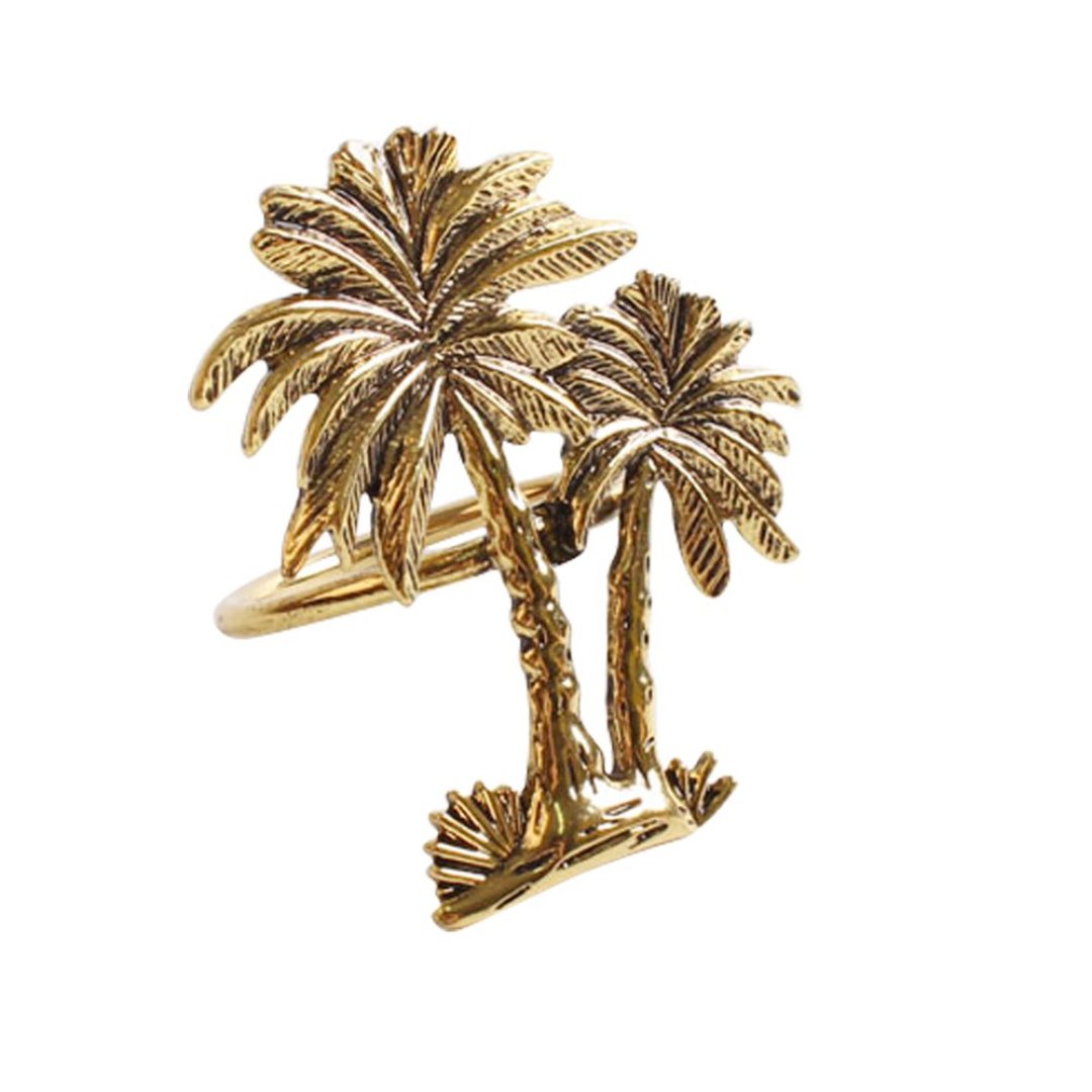 Fotografia para o produto Jogo de 4 anéis Coqueiro para guardanapo em metal 04xA4cm cor dourada