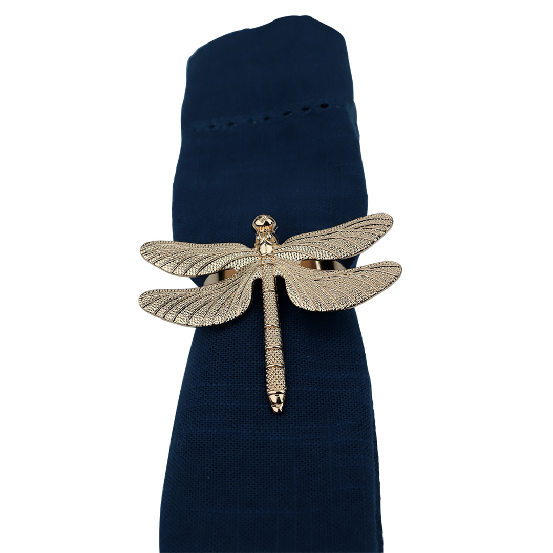 Fotografia para o produto Jogo de 4 anéis Libélula para guardanapo em zinco 07xA4.4cm