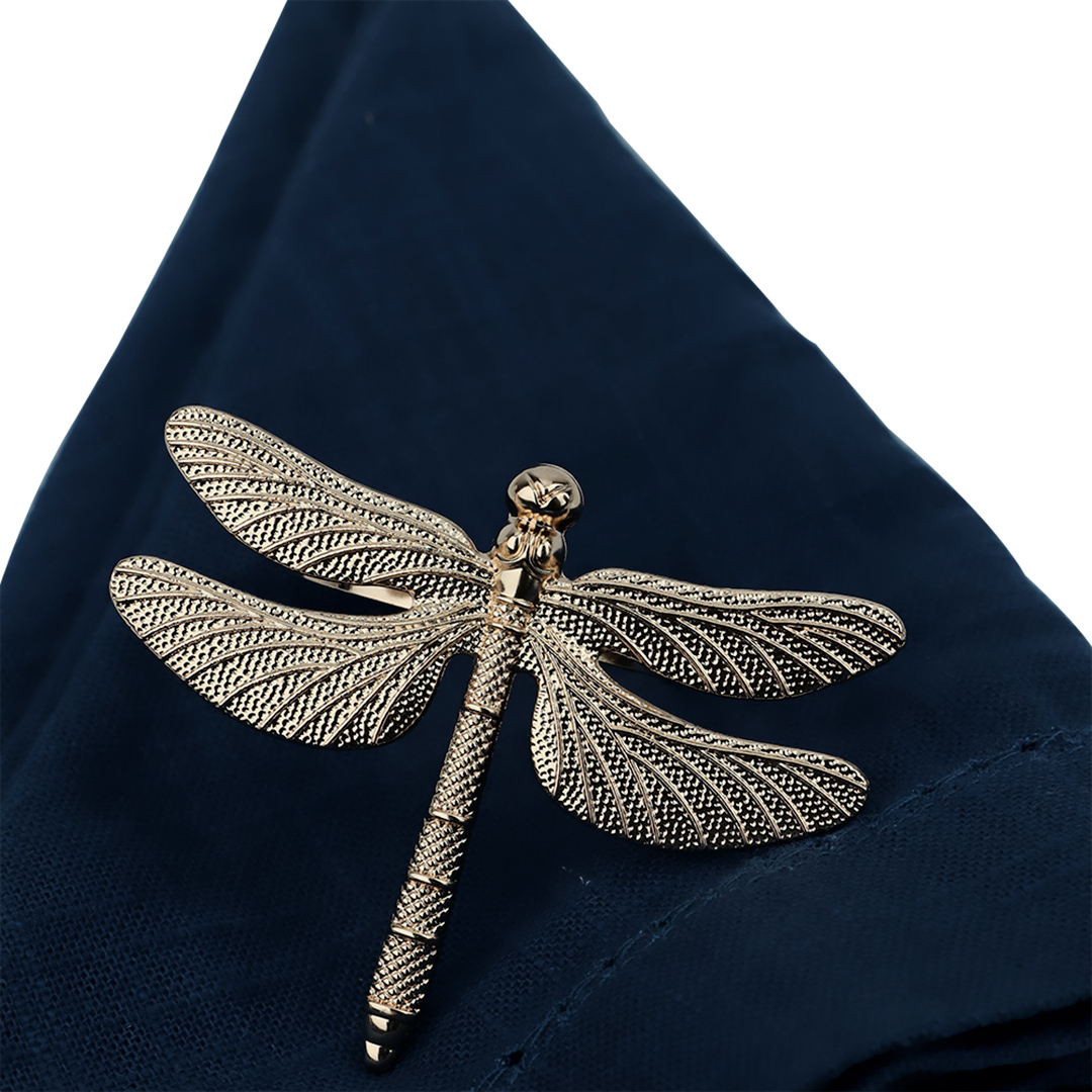 Fotografia para o produto Jogo de 4 anéis Libélula para guardanapo em zinco 07xA4.4cm