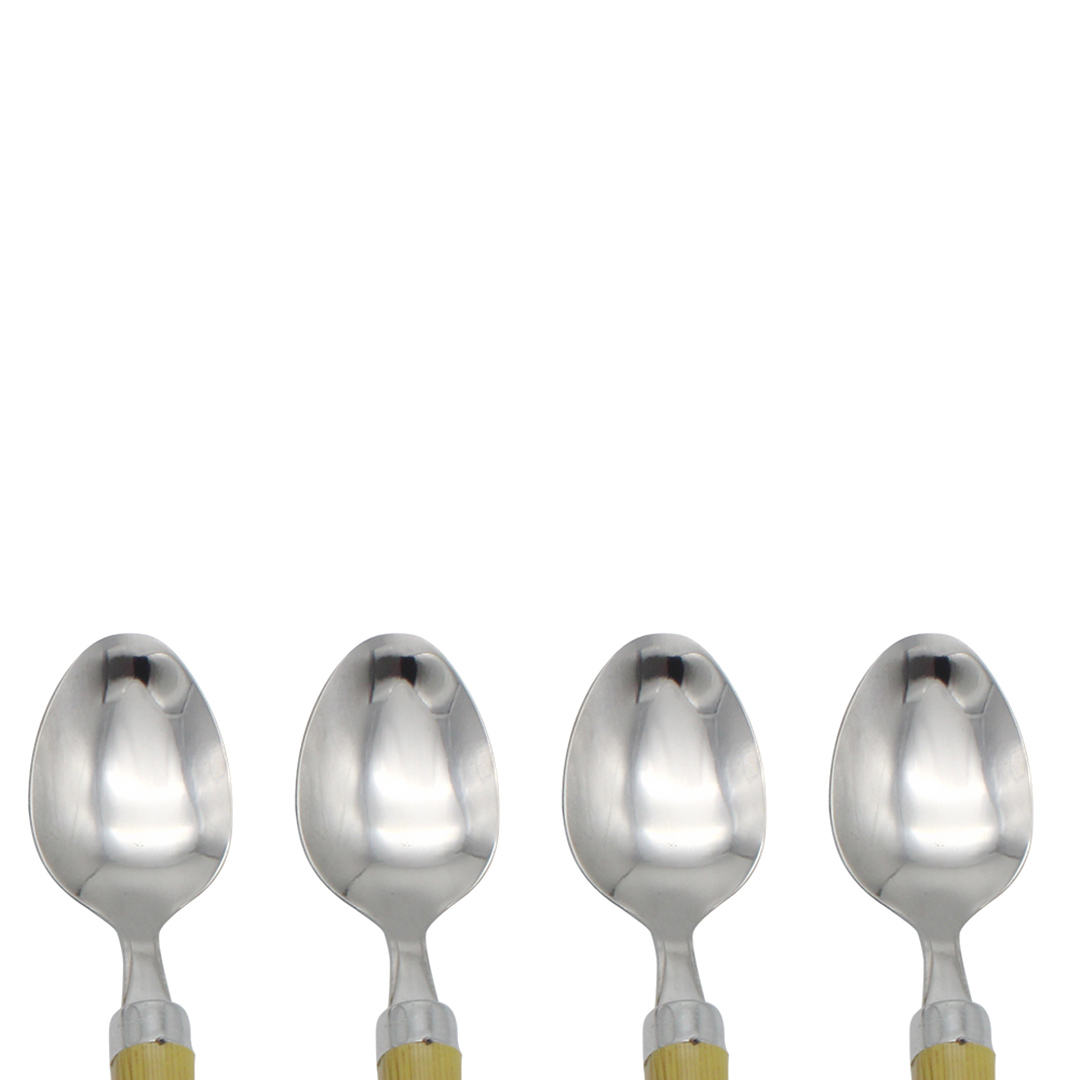 Fotografia para o produto Jogo de 4 colheres em aço inox com cabo plástico com embalagem pvc