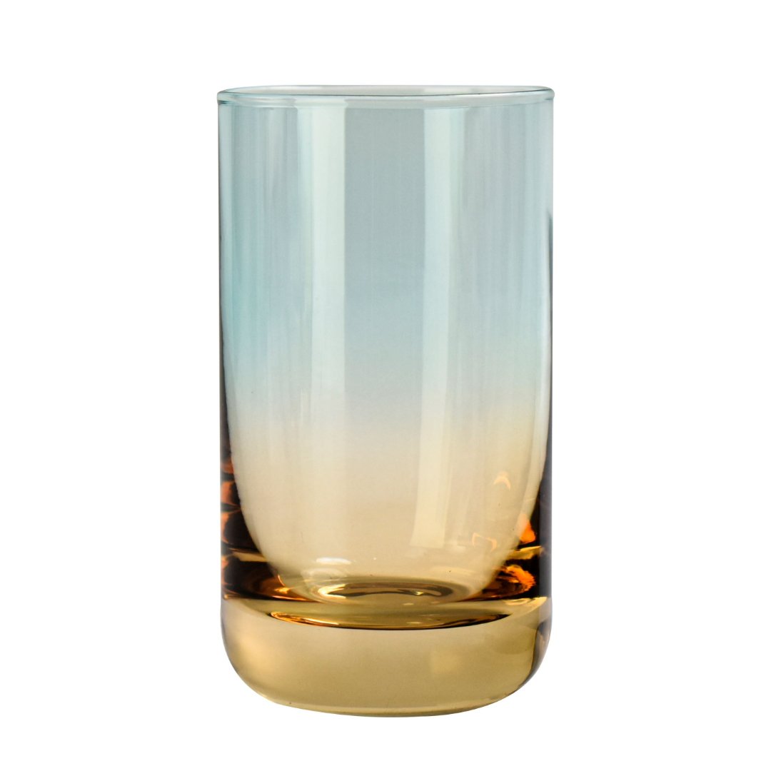 Fotografia para o produto Jogo de 4 copos baixos em vidro 240ml A11,6cm cor azul/âmbar