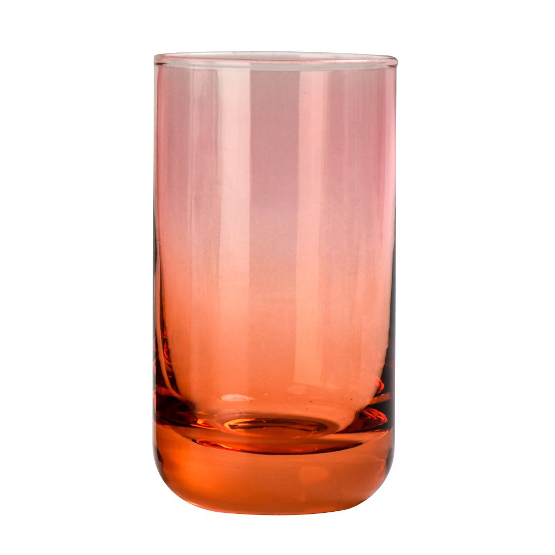 Imagem ilustrativa para Jogo de 4 copos baixos em vidro 240ml A11,6cm laranja/rosa