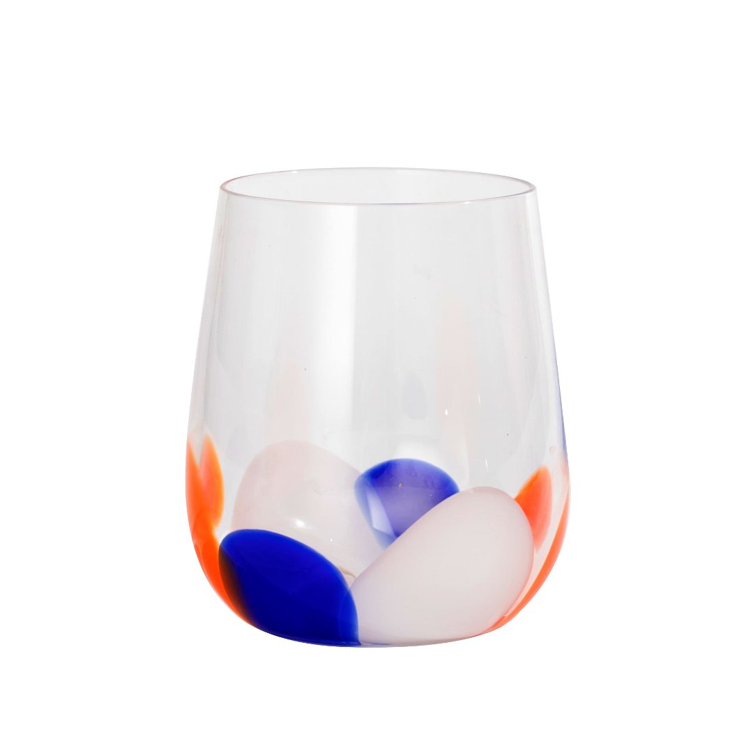 Imagem ilustrativa para Jogo de 4 copos em vidro 480ml A10,5cm laranja/azul/branco