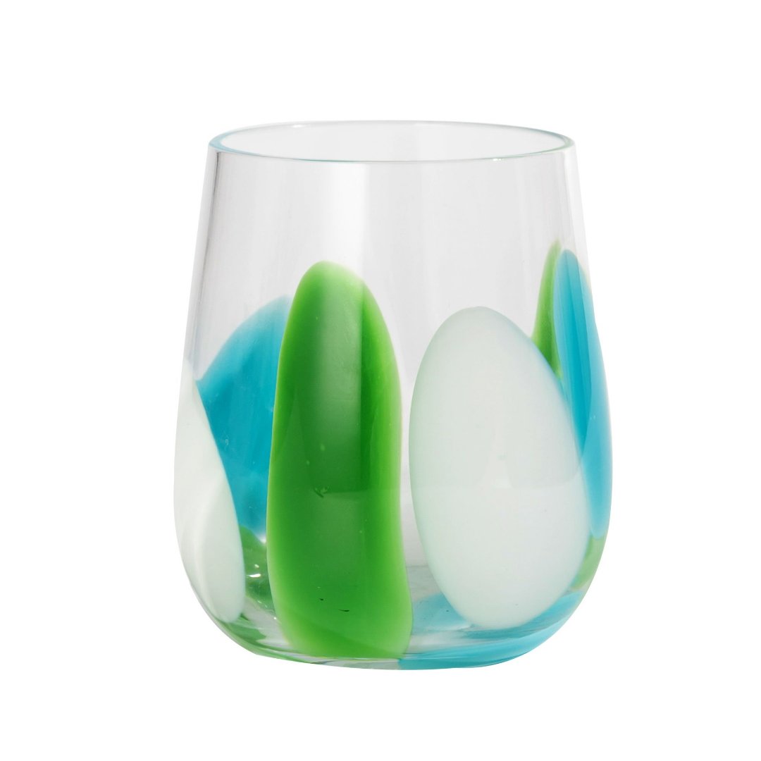 Fotografia para o produto Jogo de 4 copos em vidro 480ml A10,5cm verde/azul/branco