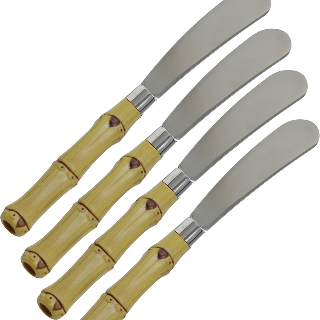 Fotografia para o produto Jogo de 4 espátulas em aço inox com cabo plástico e caixa