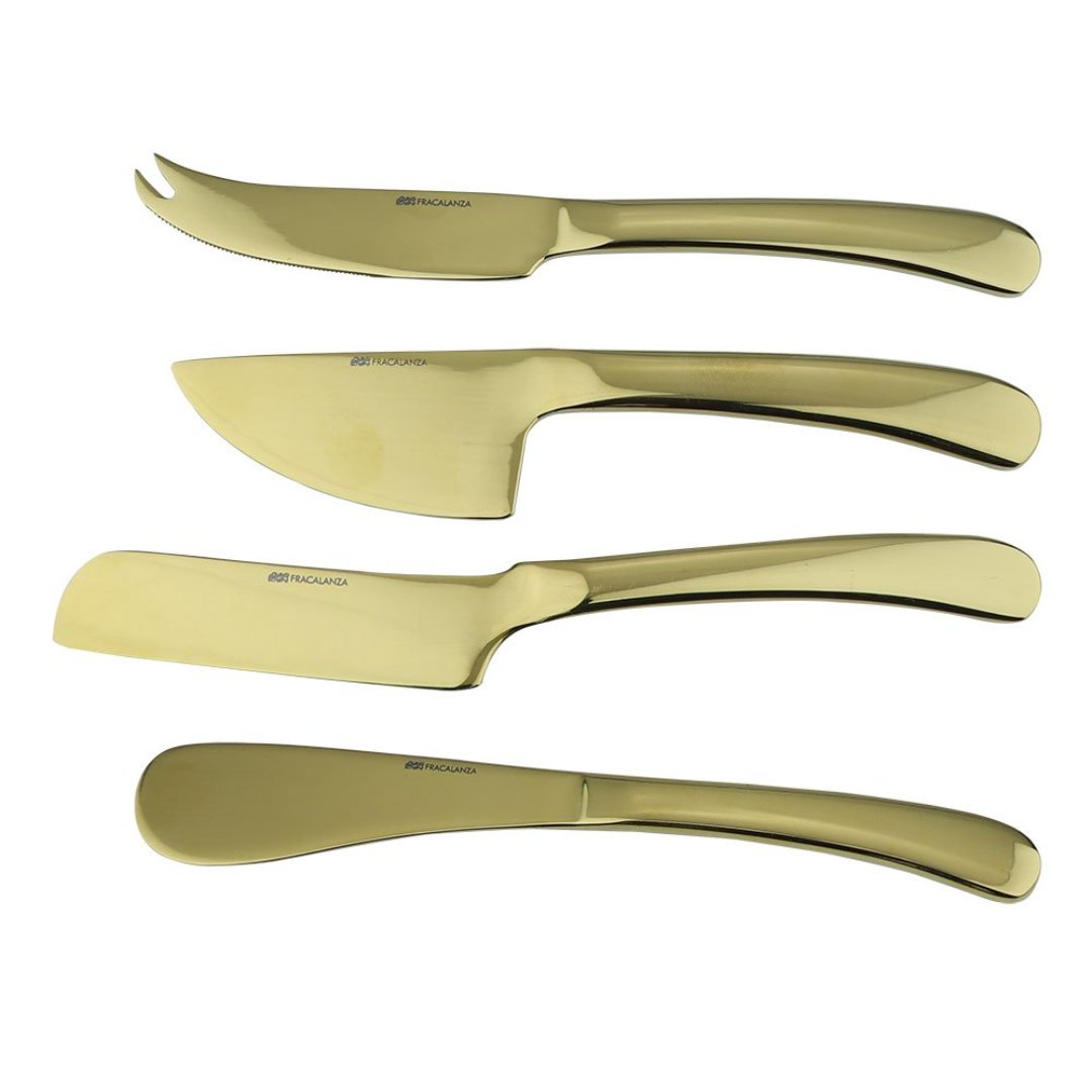 Imagem ilustrativa para Jogo de 4 facas para queijo Lorraine em aço inox champanhe