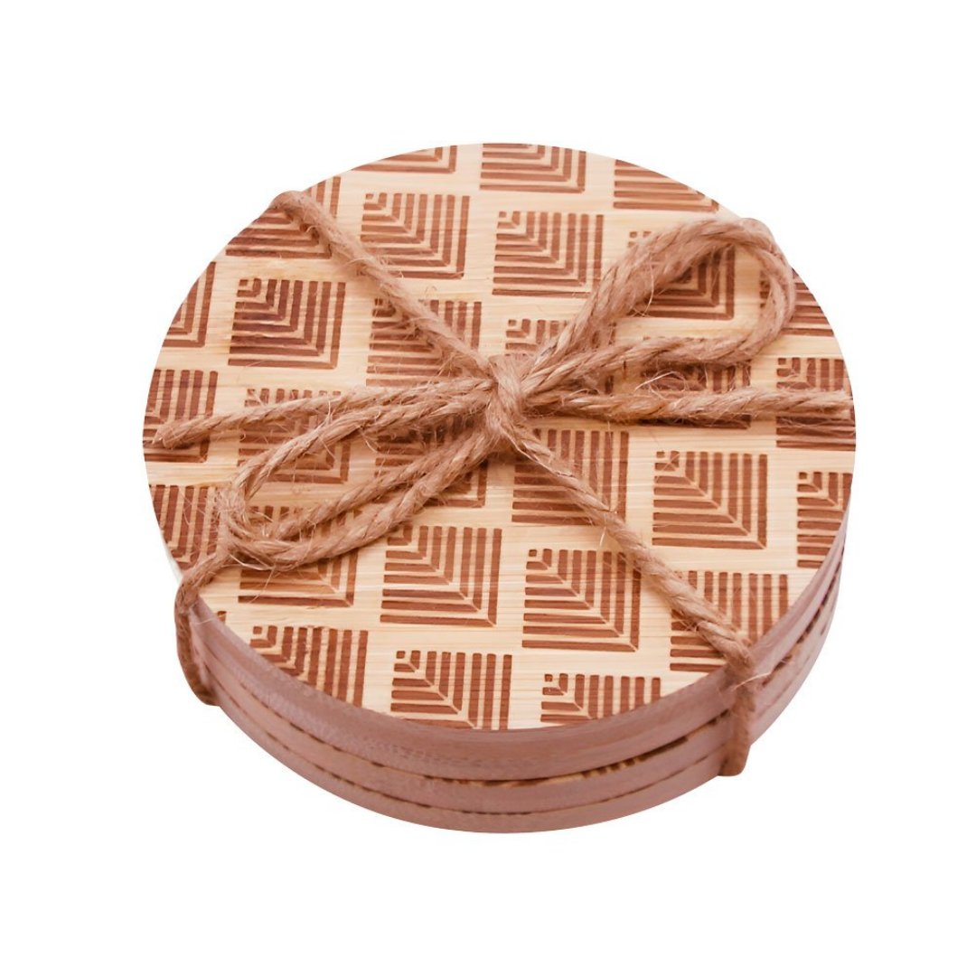 Imagem ilustrativa para Jogo de 4 porta copos em bambu D10xA2,8cm