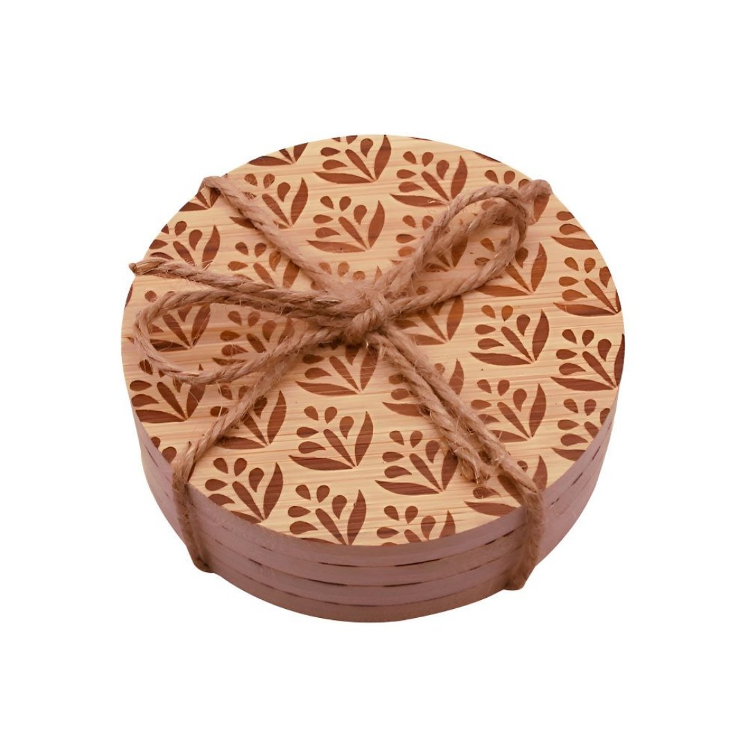 Imagem ilustrativa para Jogo de 4 porta copos em bambu D10xA2,8cm