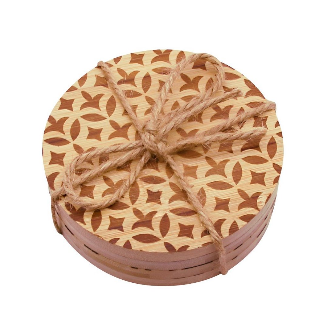 Imagem ilustrativa para Jogo de 4 porta copos em bambu D10xA2,8cm