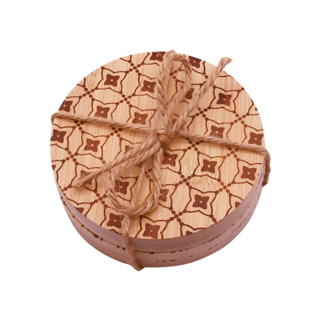 Imagem ilustrativa para Jogo de 4 porta copos em bambu D10xA2,8cm