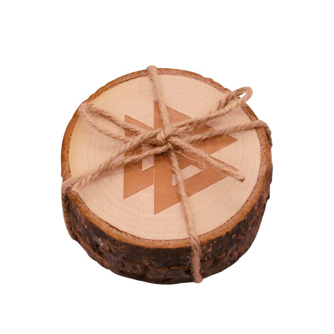 Imagem ilustrativa para Jogo de 4 porta copos em madeira natural D10xA4cm