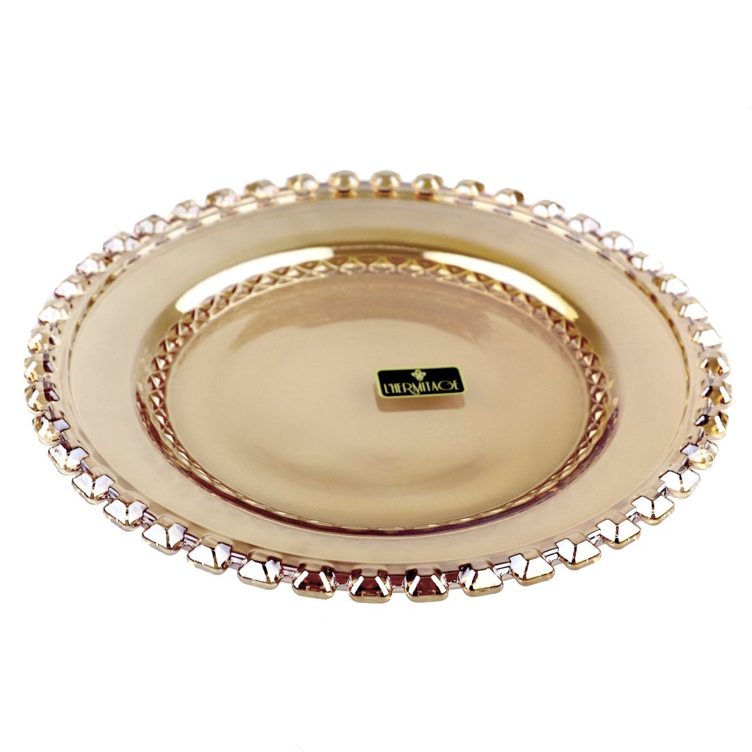 Fotografia para o produto Jogo de 4 pratos para sobremesa em cristal 019cm cor âmbar luster