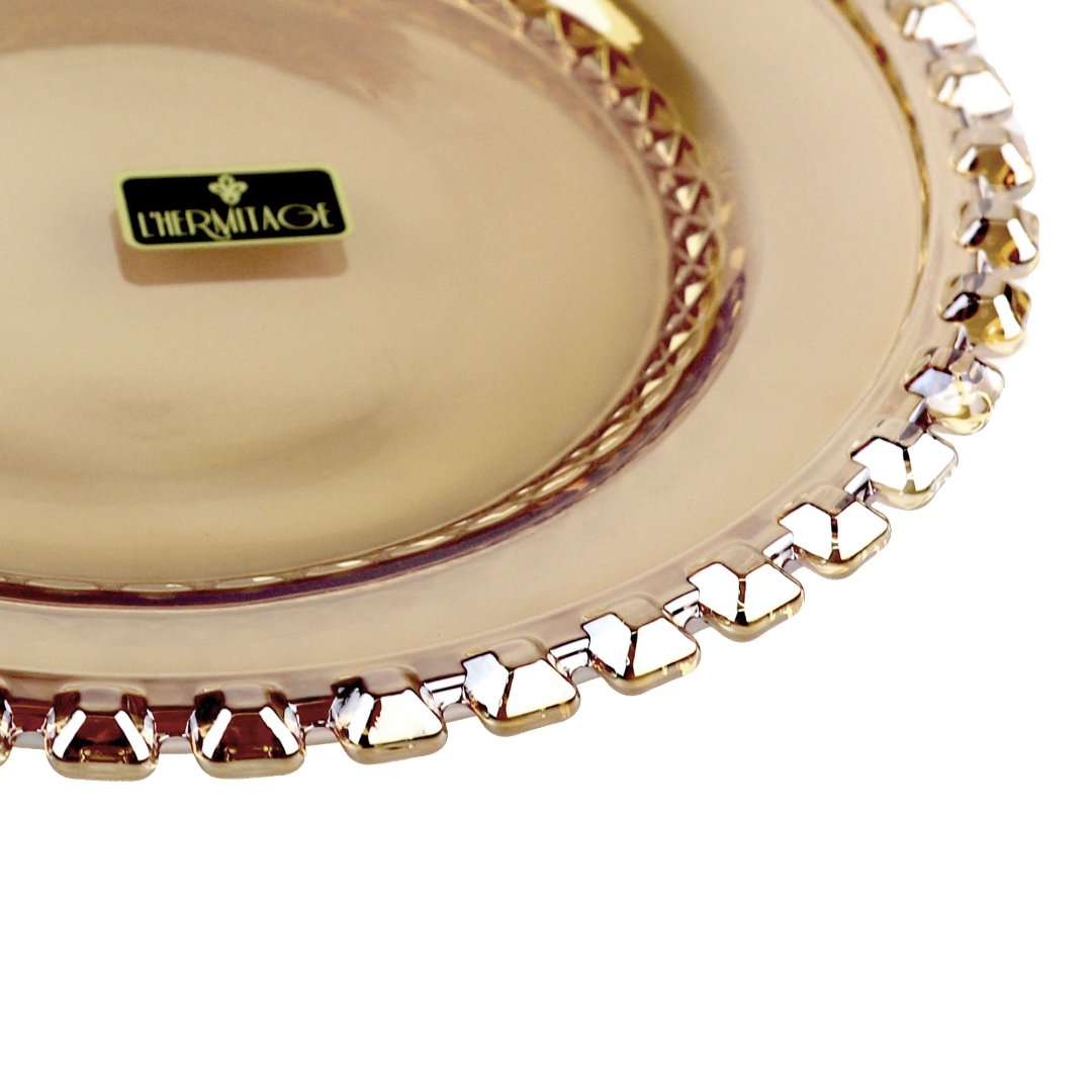 Fotografia para o produto Jogo de 4 pratos para sobremesa em cristal 019cm cor âmbar luster