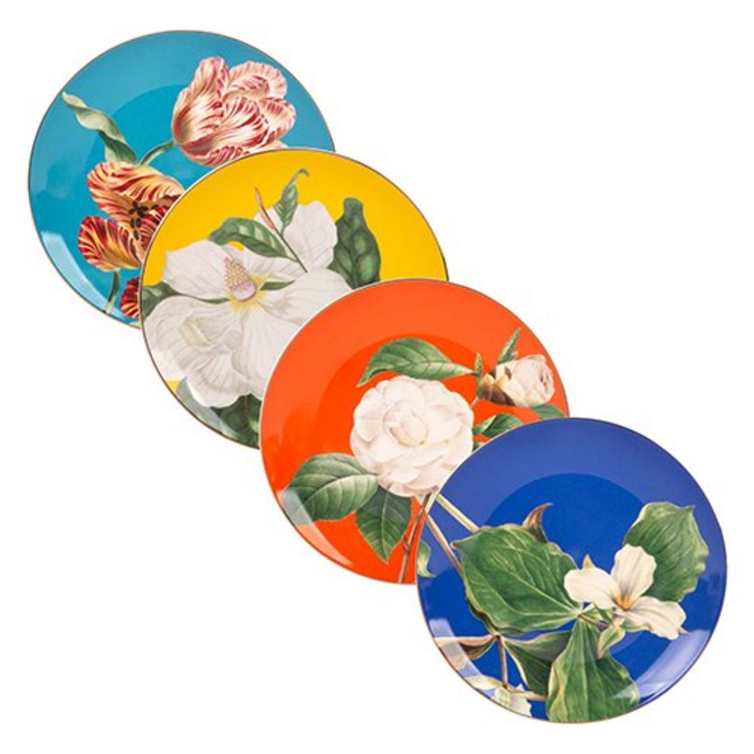 Imagem ilustrativa para Jogo de 4 pratos para sobremesa em new bone china com filado dourado 20cm