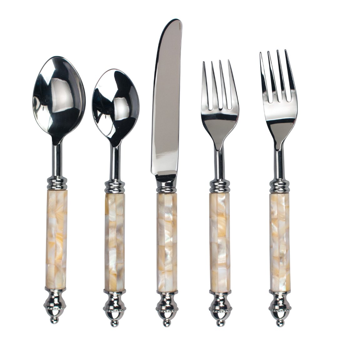 Imagem ilustrativa para Jogo de 5 peças com cabo em madre perola em aco inox