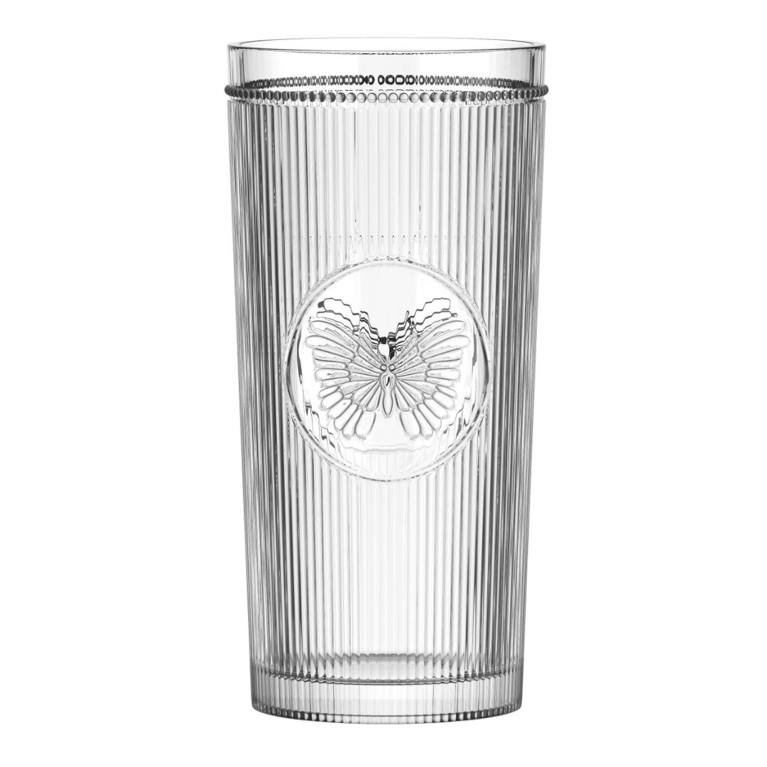 Imagem ilustrativa para Jogo de 6 copos altos Borboleta em cristal ecológico 350ml A15cm