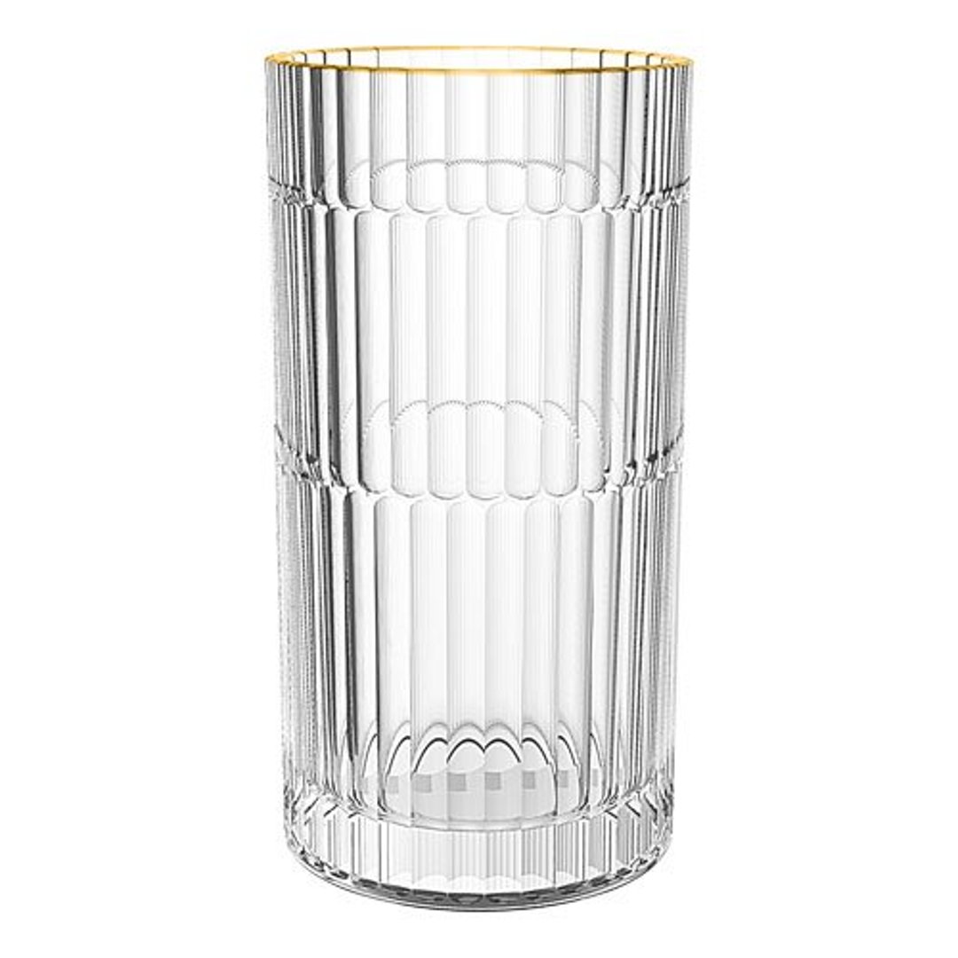 Imagem ilustrativa para Jogo de 6 copos altos em cristal ecológico com borda dourada 370ml A14,4cm