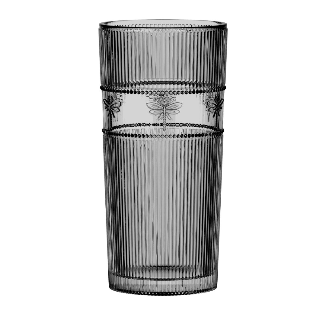 Imagem ilustrativa para Jogo de 6 copos altos Libélula em cristal ecológico 350ml A15cm cinza