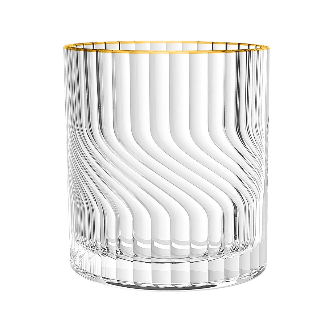 Imagem ilustrativa para Jogo de 6 copos baixos em cristal ecológico com borda dourada 340ml A9,2cm