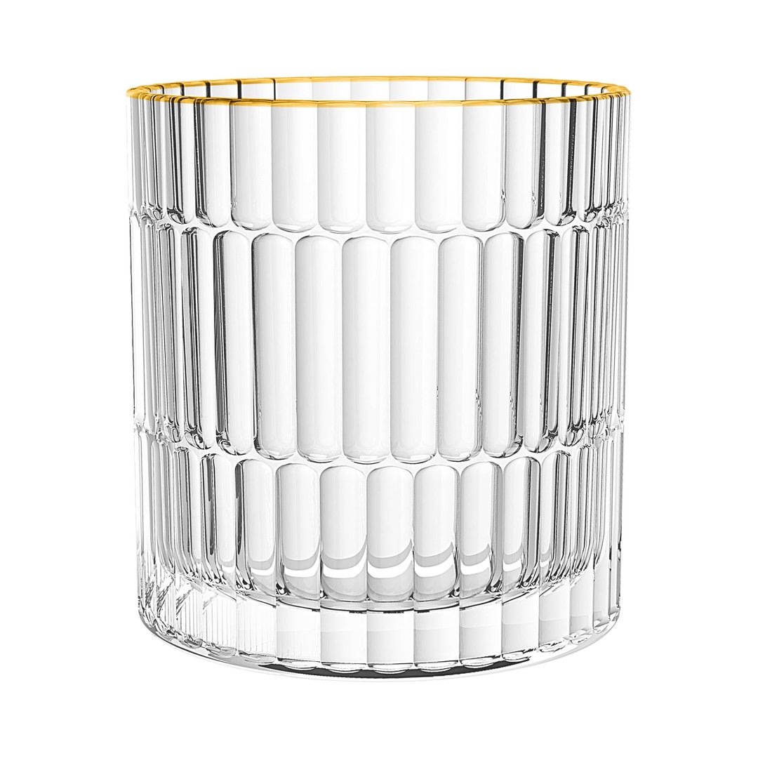 Imagem ilustrativa para Jogo de 6 copos baixos em cristal ecológico com borda dourada 340ml A9,2cm