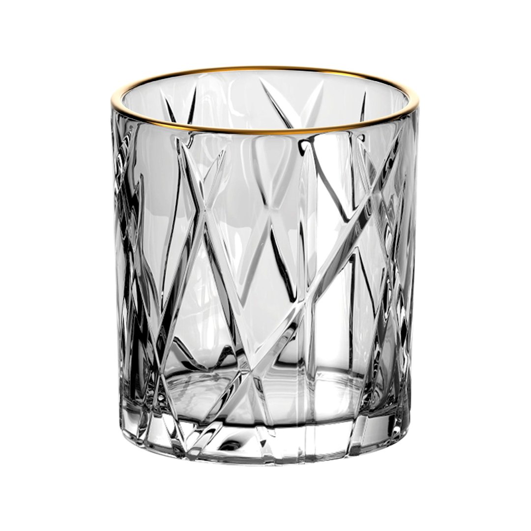 Imagem ilustrativa para Jogo de 6 copos baixos em cristal ecológico com borda dourada 310ml A9,3cm