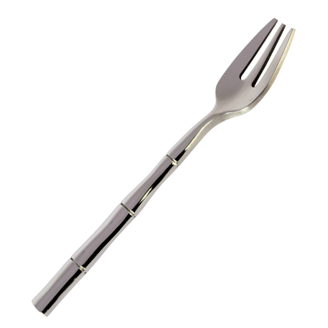 Fotografia para o produto Jogo de 6 garfos para bolo em aço inox com cabo estilo bambu e caixa cor preta