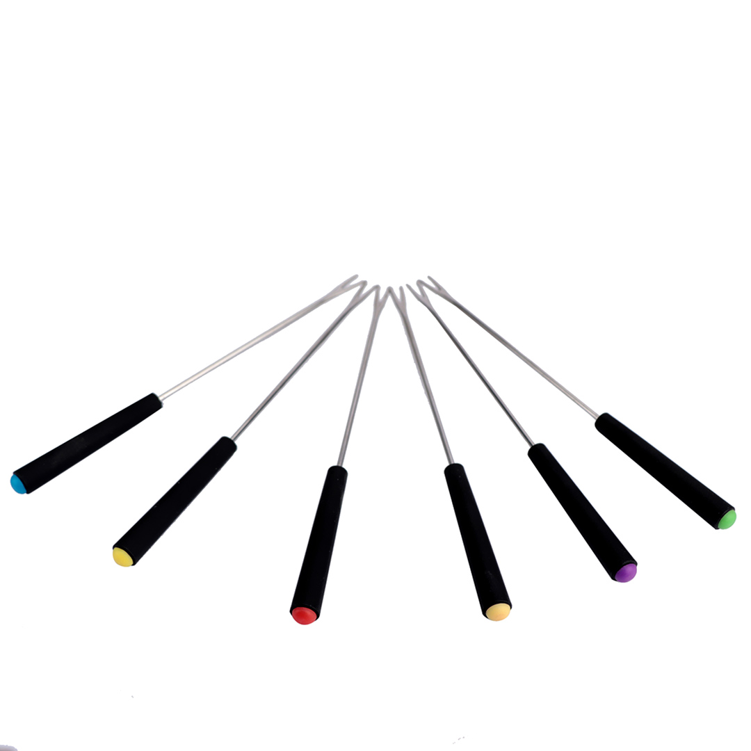 Imagem ilustrativa para Jogo de 6 garfos para fondue em aço inox com cabo plástico A23cm