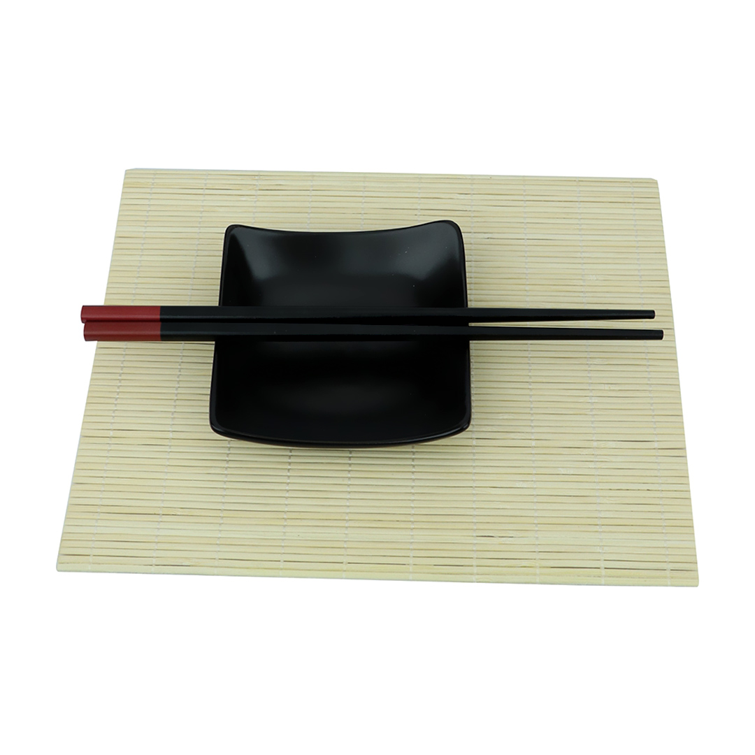 Fotografia para o produto Jogo de 6 peças para sushi em bambu com caixa em pvc