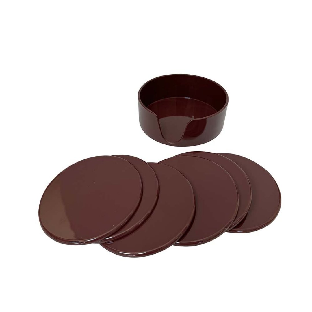 Imagem ilustrativa para Jogo de 6 porta copos redondo em polipropileno com suporte D11,5cm vinho