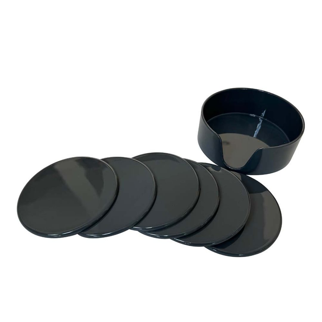 Imagem ilustrativa para Jogo de 6 porta copos redondo em polipropileno com suporte D11,5cm azul