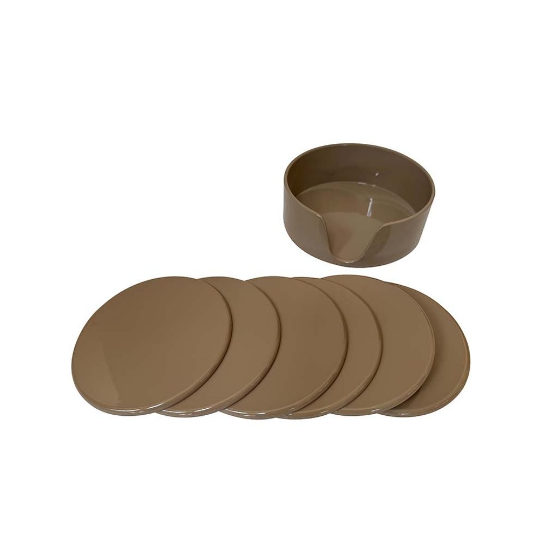 Fotografia para o produto Jogo de 6 porta copos Ricevere redondo em plastico polipropileno com suporte ø11,5cm bege Fotografia para o produto Jogo de 6 porta copos Ricevere redondo em plastico polipropileno com suporte ø11,5cm bege