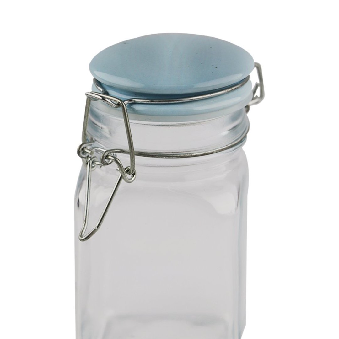 Fotografia para o produto Jogo de 6 porta mantimentos em vidro com tampa colorida e trava 250ml 06,5xA12cm