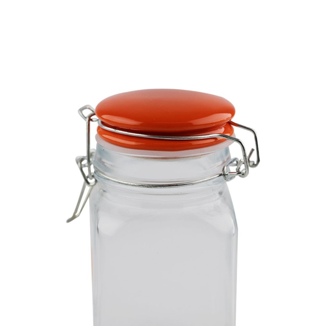 Fotografia para o produto Jogo de 6 porta mantimentos em vidro com tampa colorida e trava 250ml 06,5xA12cm