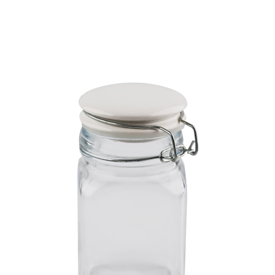 Fotografia para o produto Jogo de 6 porta mantimentos em vidro com tampa colorida e trava 250ml 06,5xA12cm