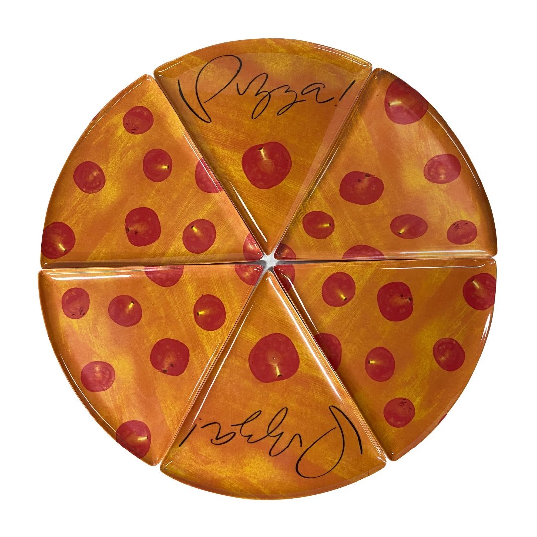 Imagem ilustrativa para Jogo de 6 pratos para pizza em melamina D45,5xA1cm