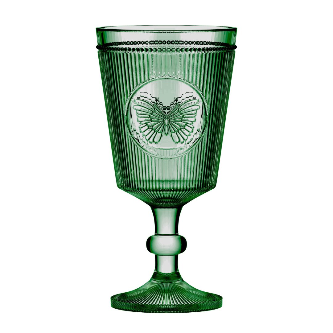 Imagem ilustrativa para Jogo de 6 taças Borboleta em cristal ecológico 325ml A17cm verde