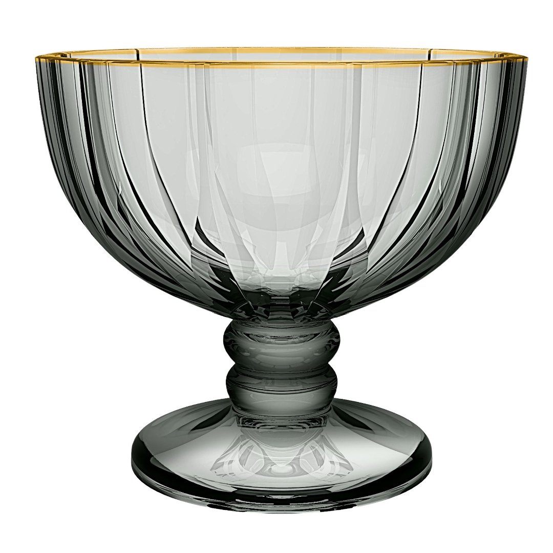 Fotografia para o produto Jogo de 6 taças de sobremesa Refinatto em vidro com borda dourada 350ml A10cm, cor fumê