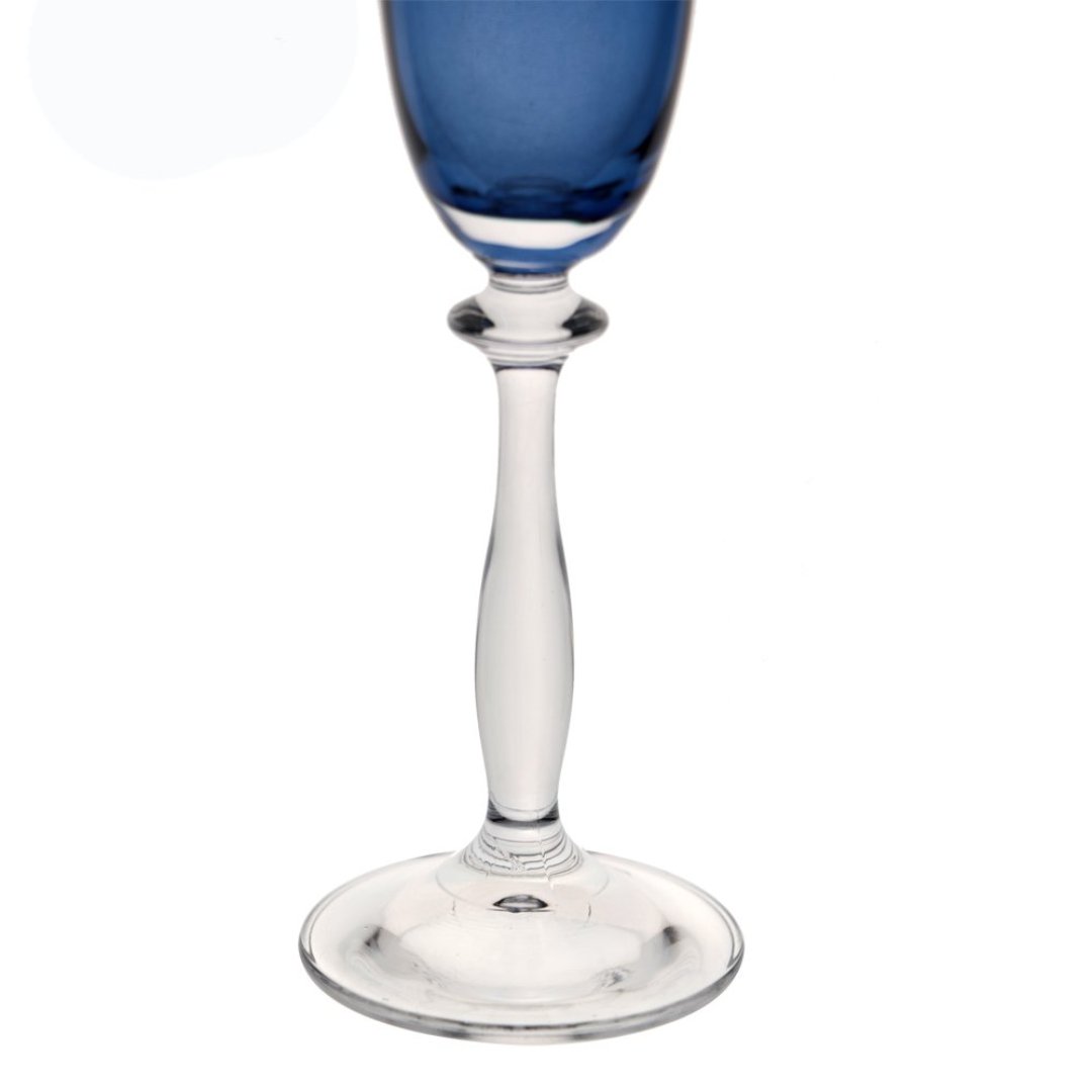 Fotografia para o produto Jogo de 6 taças para champanhe colorida em cristal ecológico 190ml A24,5cm cor azul