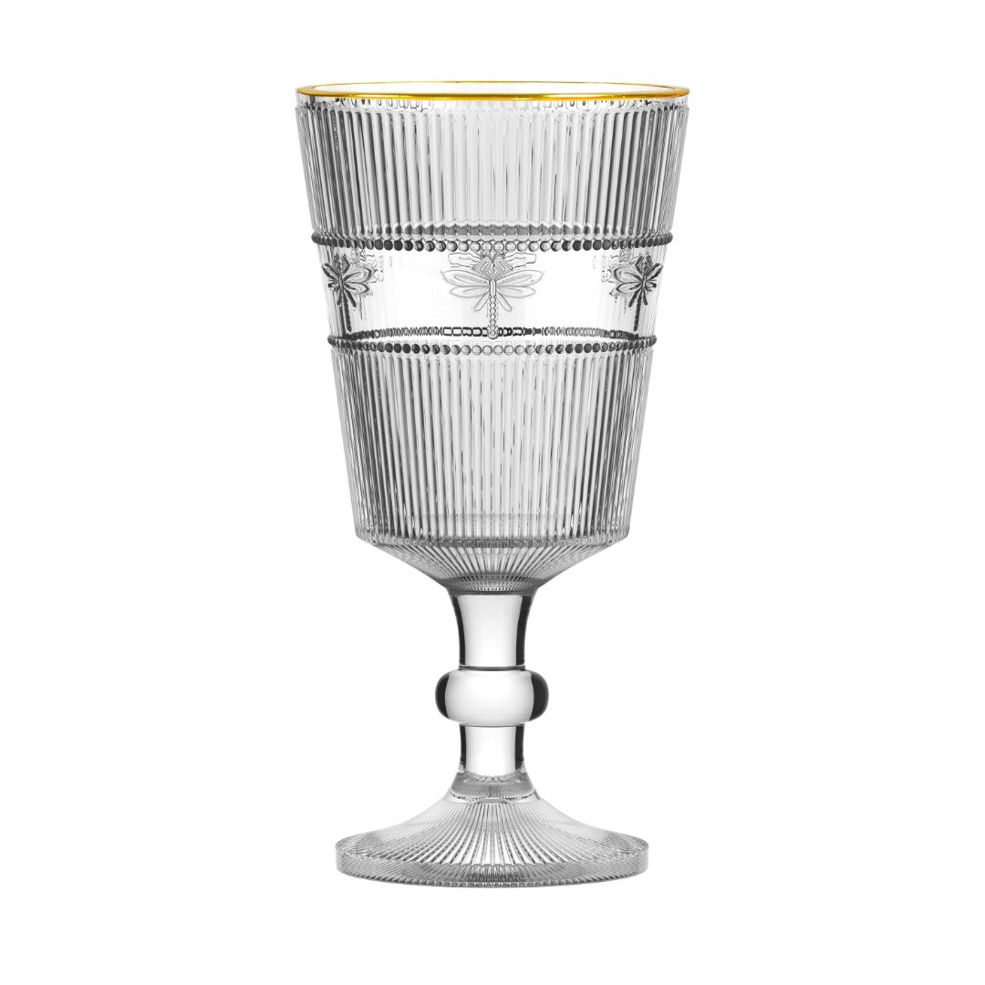 Imagem ilustrativa para Jogo de 6 taças Libélula em cristal ecológico gold rim 325ml A17cm