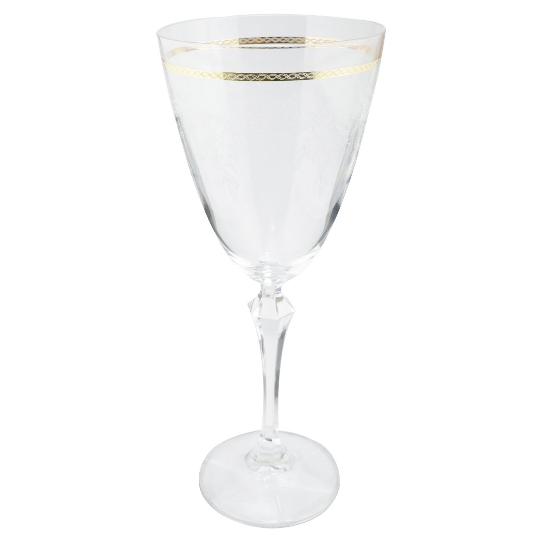 Imagem ilustrativa para Jogo de 6 taças para água decorada em cristal ecológico gold rim 350ml A23cm