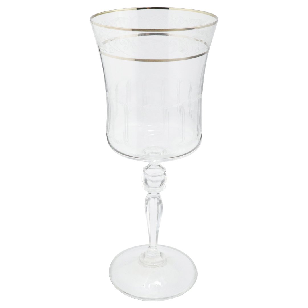 Imagem ilustrativa para Jogo de 6 taças para água decorada em cristal ecológico platinum rim 300ml A22cm