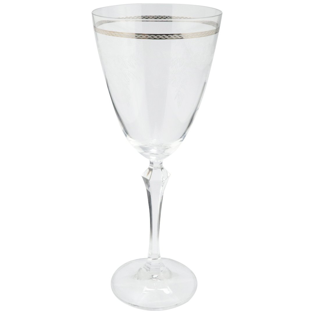 Imagem ilustrativa para Jogo de 6 taças para água decorada em cristal ecológico platinum rim 350ml A23cm