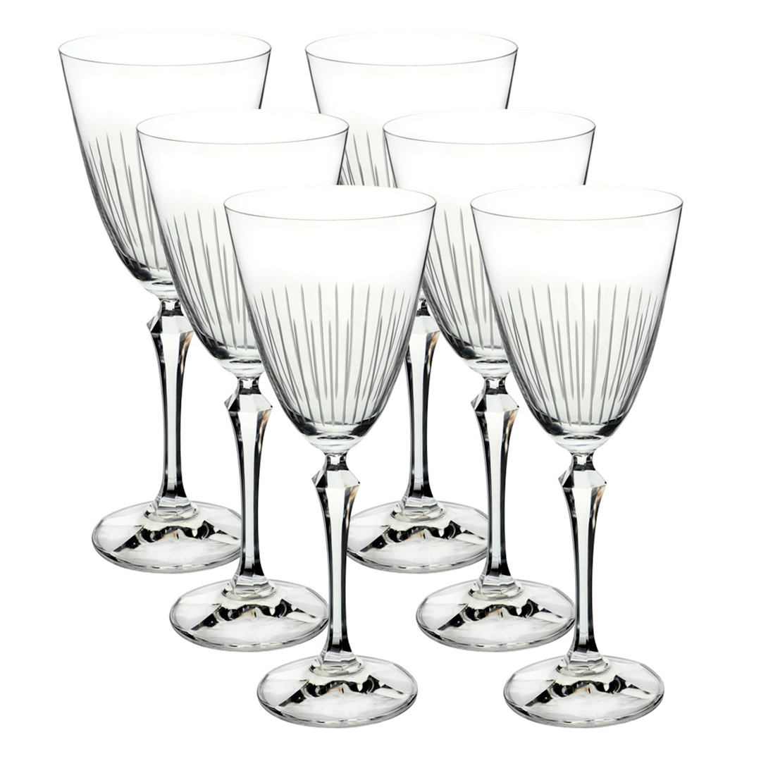 Fotografia para o produto Jogo de 6 taças para água Elizabeth Lapidada em cristal ecológico 350ml A24cm Fotografia para o produto Jogo de 6 taças para água Elizabeth Lapidada em cristal ecológico 350ml A24cm