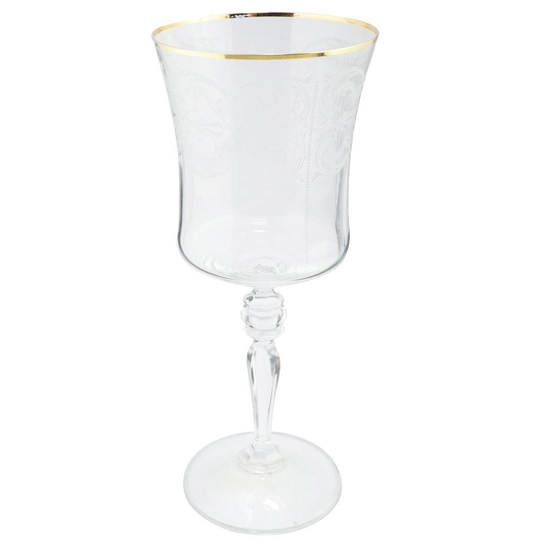 Imagem ilustrativa para Jogo de 6 taças para água pantografada em cristal ecológico gold rim 300ml A22cm