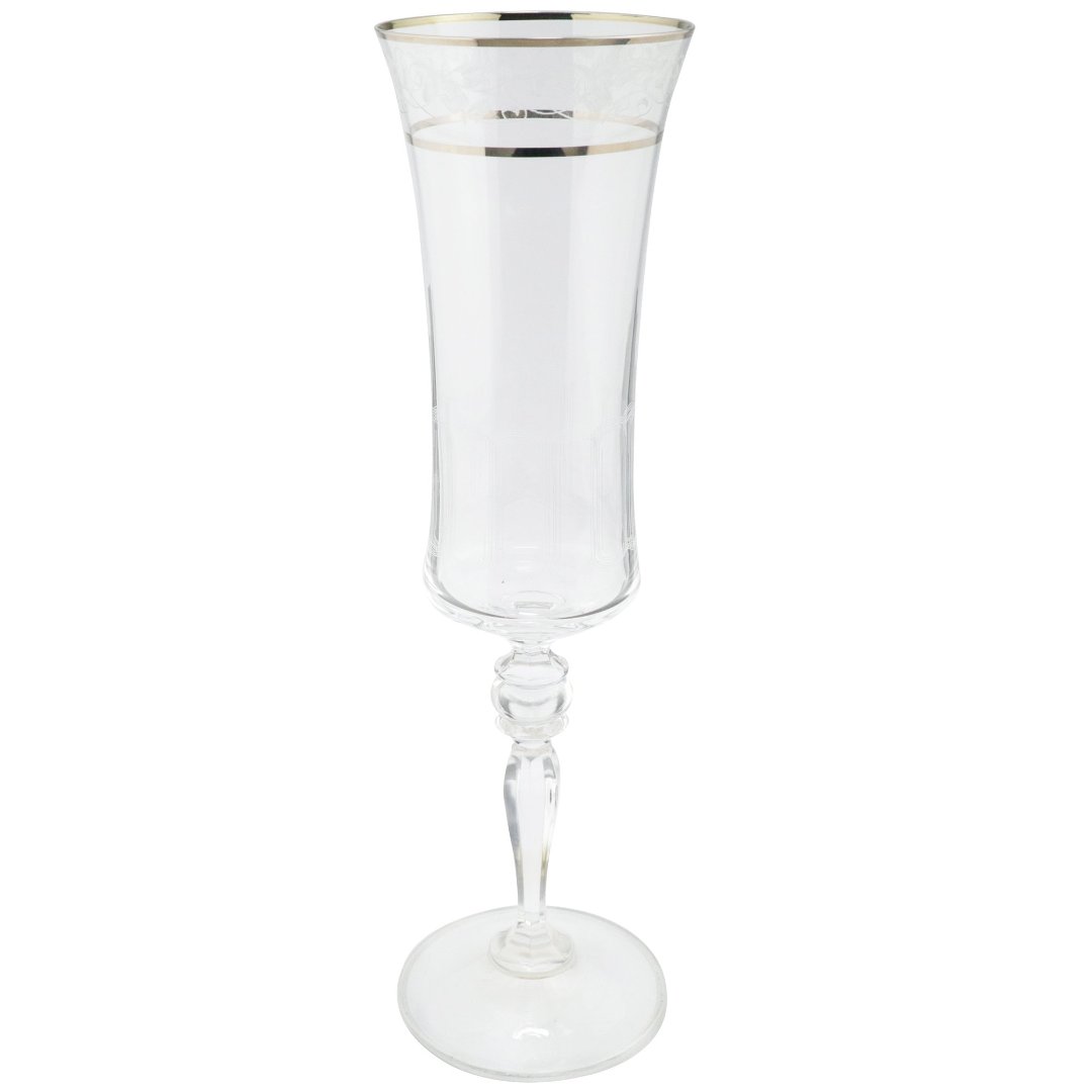 Imagem ilustrativa para Jogo de 6 taças para champanhe decorada em cristal ecológico platinum rim 190ml A25cm