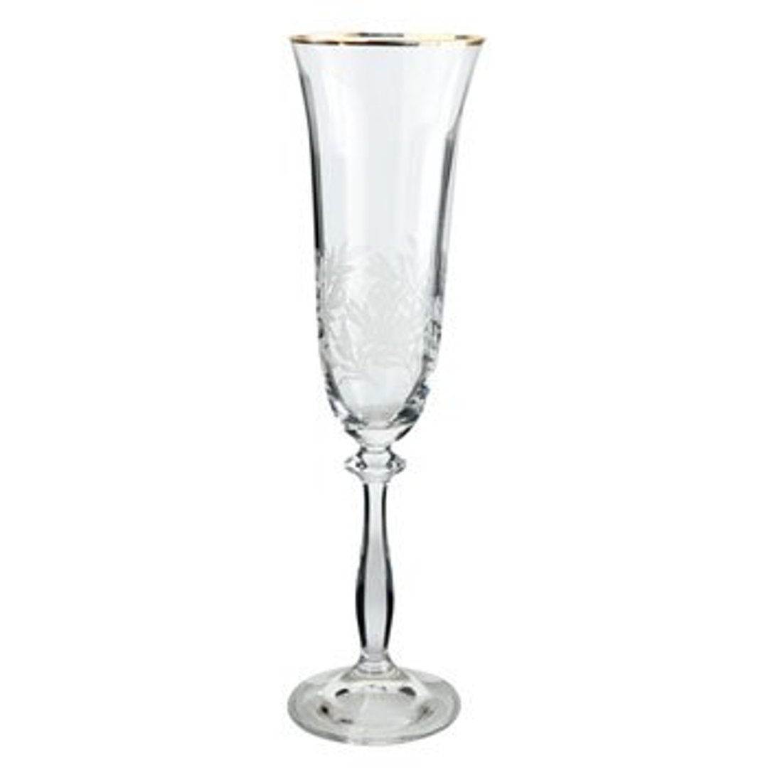 Fotografia para o produto Jogo de 6 taças para champanhe em cristal com borda dourada 190ml A24,8cm