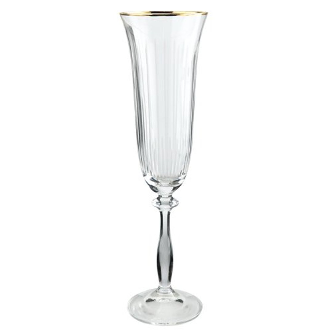 Fotografia para o produto Jogo de 6 taças para champanhe em cristal com borda dourada 190ml A24,8cm